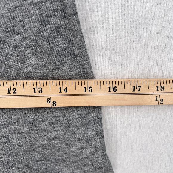 HELMUT LANG Ribbed T Shirt Womens Small Gray Wool Scoop Neck Tunic Shirttail Hem - Picture 12 of 13